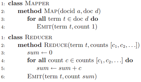 Word count pseudocode from Lin and Dyer